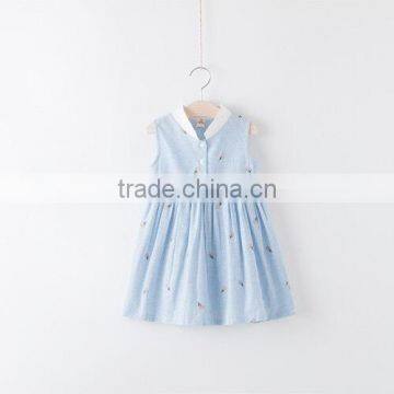 Modern Summer Exquisite Embroidery Baby Girl Sleeveless Stripe Vest Dress