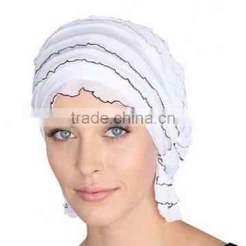 High Quality African New Fashion Sequins Velvet Turban Gele Muslim Headscarf With Beads in White photo-3