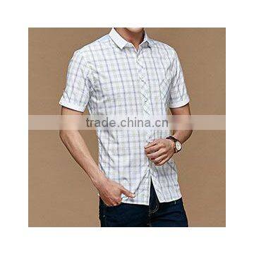 Short Sleeve Cotton Plaid Shirts For Mens