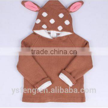 Deer Ear Baby Sweater Zipper Cardigan With A Hood Children Sweater photo-5