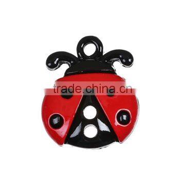 Zinc Based Alloy Charms Ladybug Animal Black Red Painting photo-3