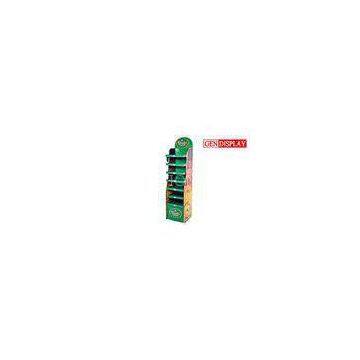 Green Store Retail Cardboard Display Stand Shelves With UV Coating