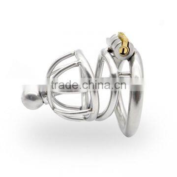 304 Stainless Steel Penis lock Cage Male Chastity With Catheter Device Arc-shaped Cock Ring with Stealth Lock Sex Toy