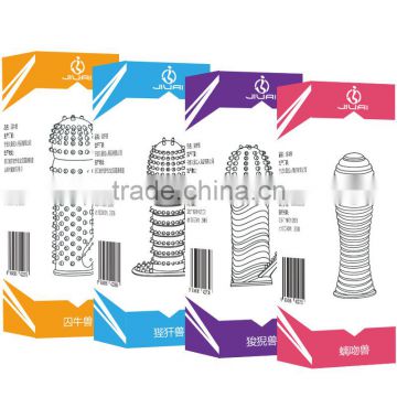 Reusable Penis Sleeve Crystal Cock Ring Sleeves Penis Extension Condom Cock Rings Sex Toys For Men Delay