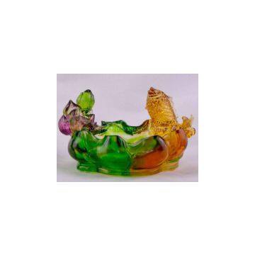 crystal glass craft liu li fish ashtray