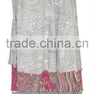 Indian Reversable Silk Two Layer Wrap Skirts For Laipuri