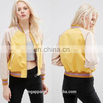 Most popular wholesale nylon blank bomber jackets with metallic trim