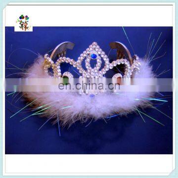 Feather Rhinestone Plastic Princess Fancy Dress Kids Girl Tiaras HPC-0730