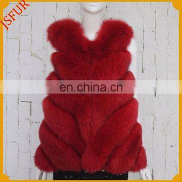 Super Elegant Design V-Neck Women Fur Waistcoat With High Quality Real Fox Fur Vest