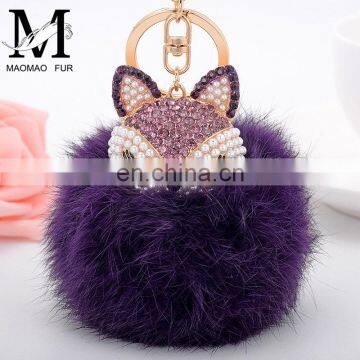 2016 Beautiful and Softly Fashion Genuine Colorful Rabbit Fur Key Chain Custom Fur Pompom