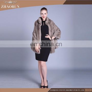 China New Design Popular Mink Fur Coat Hooded Mink Fur Long Coat