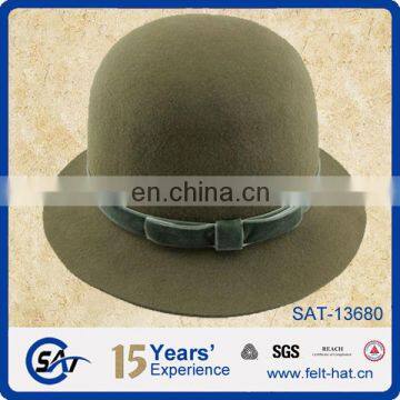 female elegant bow pure wool felt hat, fashion bucket hat