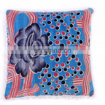 Indian Latest 2017 Floral Design Ethnic Vintage Cotton Kantha Cushion Cover 45X45 CM Decor Kantha Cushion Cover