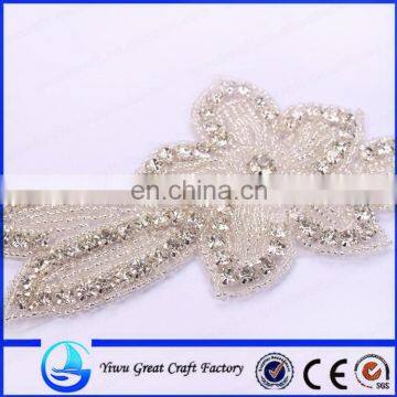 Exquisite Handmade Jaw Drill With Crystal Flower Rhinestone Wedding Apparel Accessories, the Bride, Satin Belt photo-2