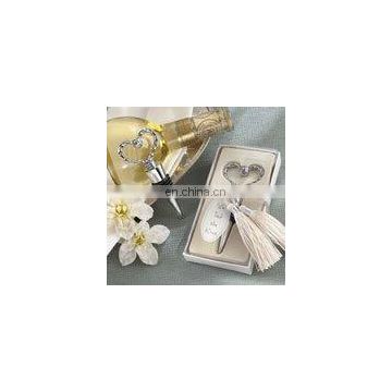 "We Tied the Knot" Elegant Chrome Braided-Heart Bottle Stopper with Tassels and Pearlized Tag