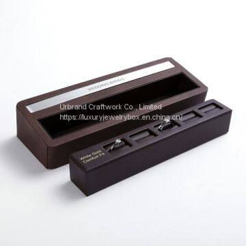 Long PU Rings Display Stand Luxury Wooden Rings Jewelry Display With Custom Logo photo-4