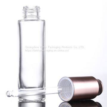 30ml Dropper Clear Glass Bottle for Face Essential Oil With Rose Gold Cap photo-2