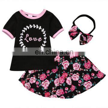 Summer Wear Clothes Little Girl Boutique Clothing Set Matching Printed Shorts 3 Piece Outfit