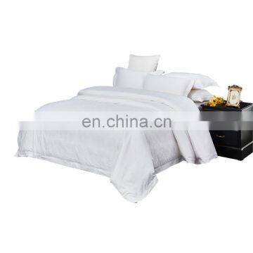 2020 Summer 4PCS Luxury Hotel Style Solid White Color Satin 100% Cotton Jacquard Bed Sheets Bedding Set With Factory Price photo-2
