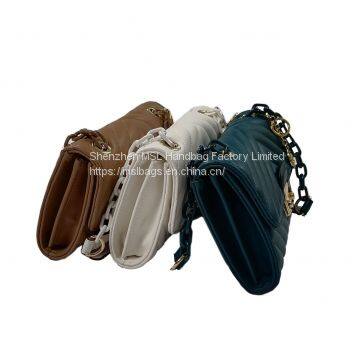Designer Custom Lady Popular Chevron Quilting Pattern Shoulder Handbags Chunky Metal Chains Shoulder Crossbody