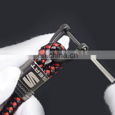 Car KeyChain Key Ring High-Grade Hand Woven Leather Key Case photo-3