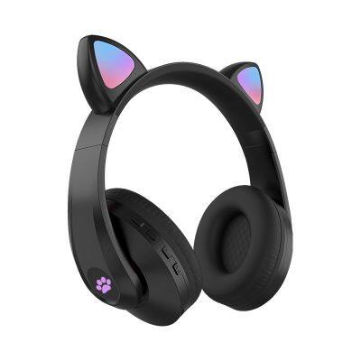 Headset Bluetooth Compatible Headset Wireless LED Girl Stereo Foldable Sports Headset Microphone Headset Cute Cat Ears photo-3