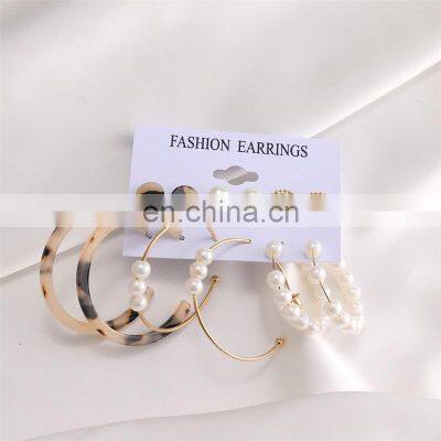 Popular European Jewelry Suit Irregular Geometric Acrylic Drop Earrings Hollow Acrylic Tassel Drop Earrings Set for Women