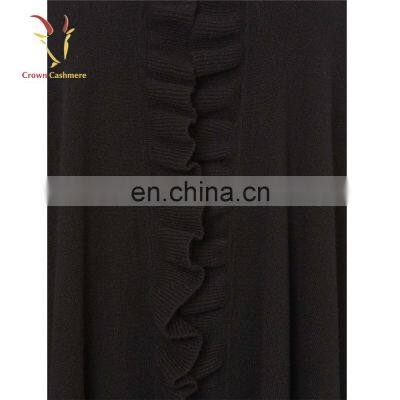 Wholesale Back Cashmere Knitting Pattern Poncho for Women photo-3
