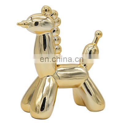 Nordic simple metal light luxury electroplating balloon dog ceramic decorations