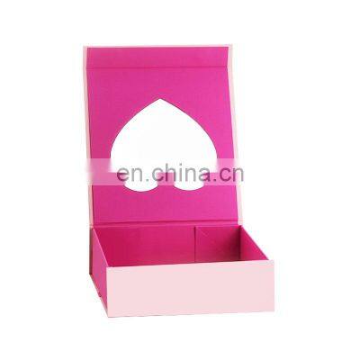 Pink luxury magnetic lid flip top closure folding flat gift boxes wholesale