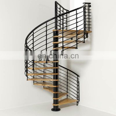 European Apartment project solid wood stairway Space-Saving Mini Spiral Staircase