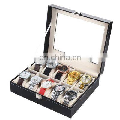 High quality wholesale 10 slots leather packaging watch display watch storage box