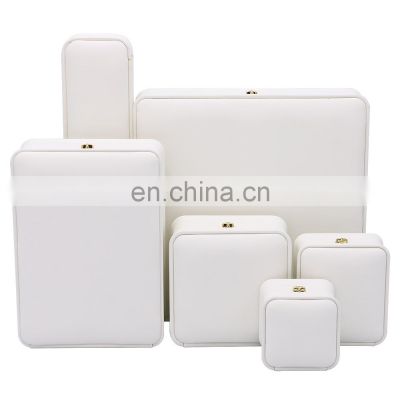 Wholesale Custom Logo White Pu Leather Plastic Packaging Box Suede Ring Necklace Bracelet Jewellery Box