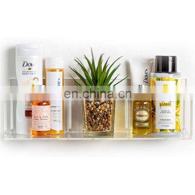 Bathroom Shelves Wall Mount Clear Acrylic Bathroom Storage Rack  with 3 Sections