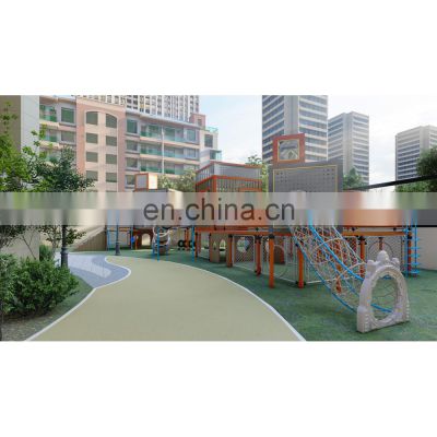 Manufacturer Customizable Playground Children Outdoor Playground Equipment with Climbing Net and Slide for Sale