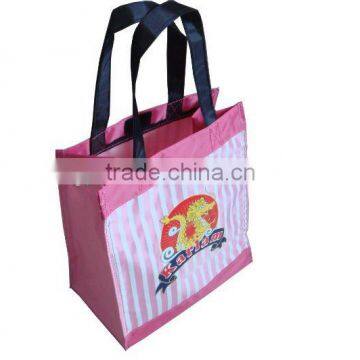 Factory nylon shopping bag handle children lunch bag pink tote bag