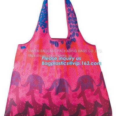 Elastic Band Lightweight Tote Bag Bulk Durable Eco-Friendly Polyester Reusable Extra-Large Grocery Bags Zipper Storage