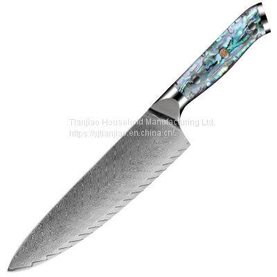 8 inch Professional Chef Knife Damascus Steel VG10 Grade Abalone shell Handle Kitchen Knife