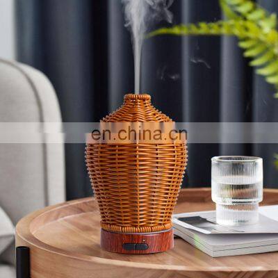 Ultrasonic Humidifier Aromatherapy Diffuser With Cool Mist Colour Changing Led Lights Wicker Aroma Diffuser Waterless Auto Off photo-2