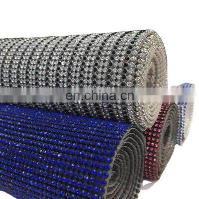 wholesale 2mm 3mm Crystal Acrylic Gem Rhinestone Mesh Fabric For Clothing