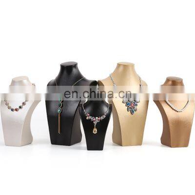 Modern Good Quality Mannequin Desktop Leather Pu Jewelry Display Stand Store Holder Necklace Bust Display photo-2