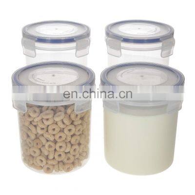 Portable BPA Free Meal Prep Plastic Round Cylinder Airtight Storage Containers Jar with Snap Lock Lids