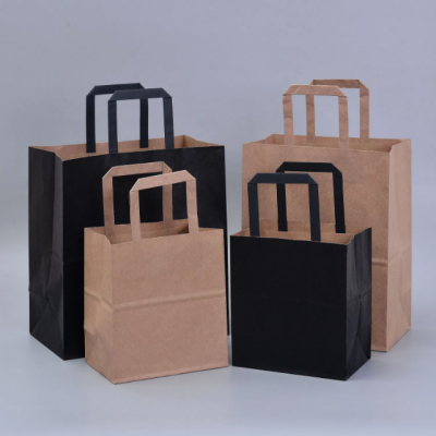 Free Sample Bespoke 100% Recycled Restaurant Food Delivery Take Out Packaging Paper Bag photo-5