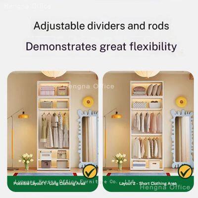 Industrial Style Metal Storage Wardrobe for Rental Properties, Anti-rust Powder Coated Steel Cabinet With Clothes Rods & Compartment Storage photo-2