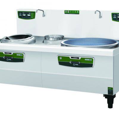 Зеленая индукционная плита с одним сковородником, одним нагревателем, одной большой кастрюлей