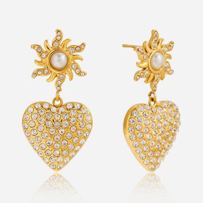 Christmas Tree Heart Stud Earrings With 18K Gold/Silver Plating