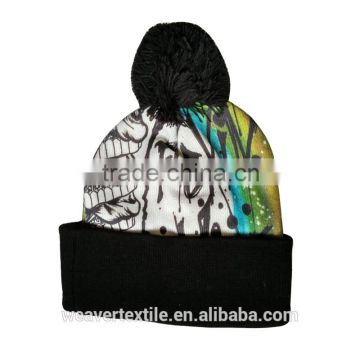 Fashion Warm Knitted Beanie Hat Pom Pom Winter Sublimation Beanie Hat