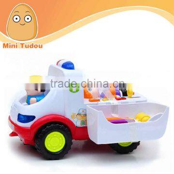 2015 Most Popular Cute Cartoon Design Mini Plastic Alaighty Ambulance Toy Car MTHX836