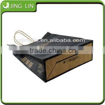 Superior Quality black flat bottom paper bag with rope handle