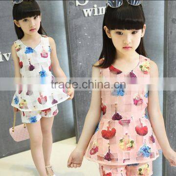 Plus Size Girl Clothes Sets Korean Girl Chiffon Vest T-shirt With Matching Shorts Two Piece Sets Children Clothing Suits